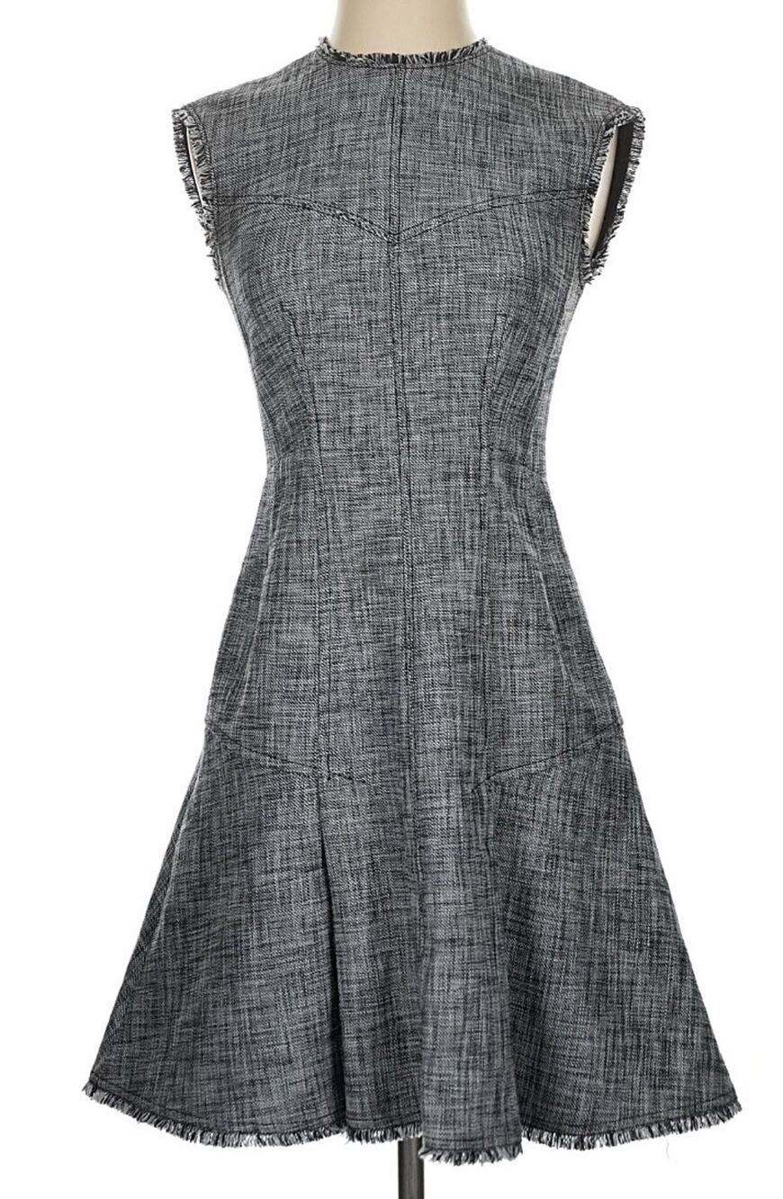 Rebecca Taylor Sleeveless Slub Suiting Black/Gray Lined Dress Size 4